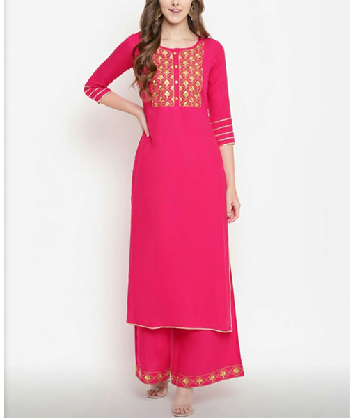 Pink Short Kurti Palazzo – Haute Attire