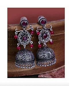 Cut work long jhumki earrings