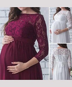 Maternity Photoshoot dress with net sleeves