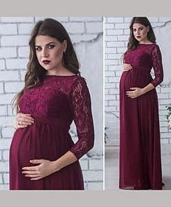 Maternity Photoshoot dress with net sleeves