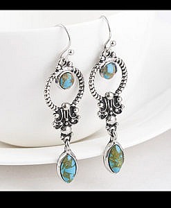 Vintage silver stone dangle earrings