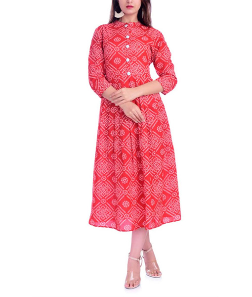 Bandhej print cotton feeding kurti 