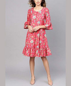 Cotton printed short maternity dress