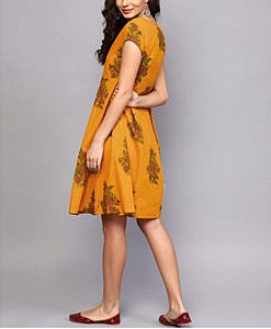 Cotton printed maternity short dress