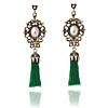 Green Crystal alloy flower tassel earrings