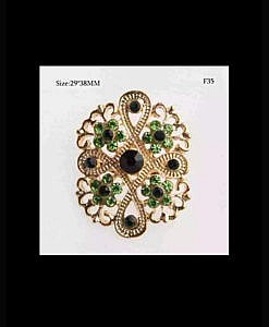 Green crystal flower brooch pin