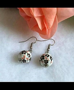 Ceramic hand painted earrings Black