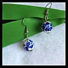 Ceramic hand painted earrings Blue