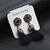 Carved Design Bricon Alloy Earrings Black