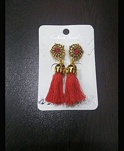 Carved Design Bricon Alloy Earrings RED