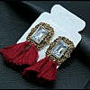 Women maroon tassels long earrings