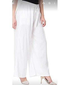 White rayon plain palazzo for women