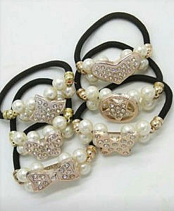 Pearl design fancy hair tie