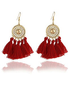 Tassel earrings red colour E0147