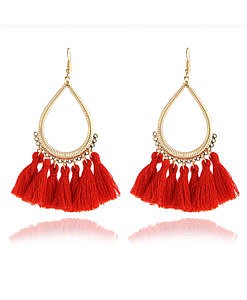 Women red tassels earrings, dangle earrings, party wear earrings E0266