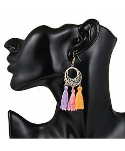 Women multi colour long tassels earrings