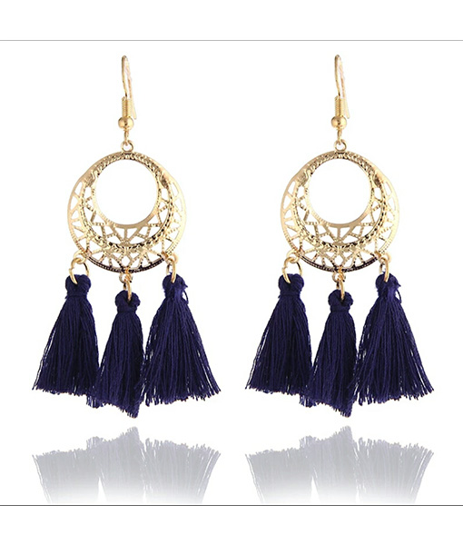 Navy blue long earrings deals