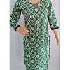 Cotton printed green white kurti