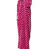 Pink winter wear warm blanket fabric night gown with zip in front. 