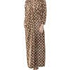 Brown winter wear warm fleece fabric night gown with zip in front. 