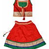 Girls Cotton Lahanga Choli Red and Green