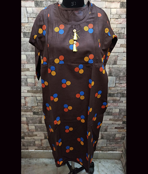 Chocolate brown feeding nursing kurti with vertical zip 