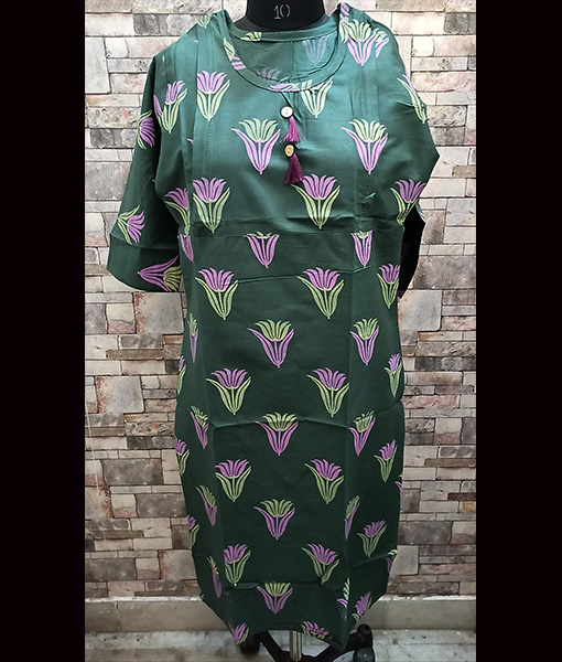 Dark green feeding nursing kurti 