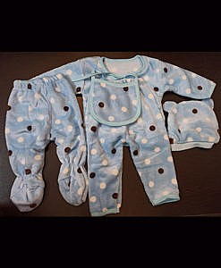 5 piece new born baby winter warm set blue