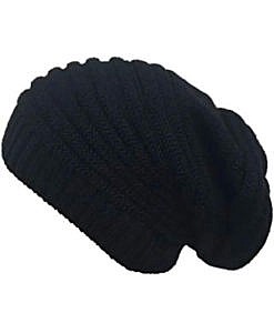 Unisex winter woolen beanie cap black with fleece