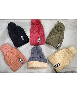 Women woolen warm winter cap with fleece