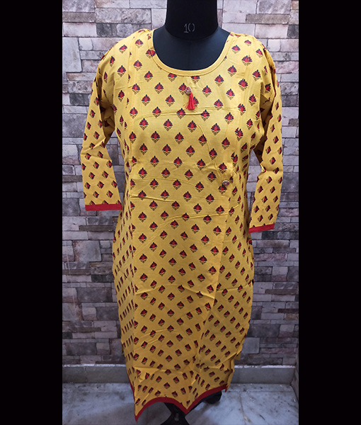 Mustard yellow feeding nursing kurti with vertical zip 