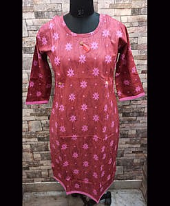 Pink feeding nursing kurti with vertical zip on both sides