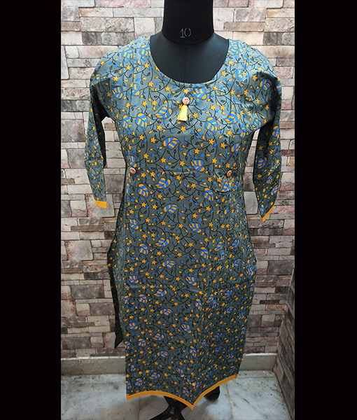 Dark grey floral feeding nursing kurti 