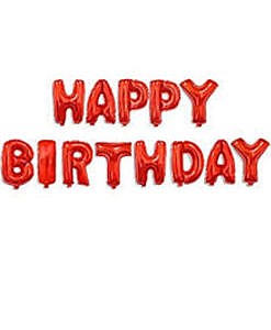 Happy Birthday alphabet foil balloons red