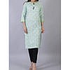 Light green cotton printed cotton kurta