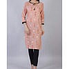 Peach printed cotton kurta