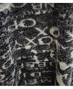 Dark grey alphabet print winter wear warm blanket fabric night gown with zip in front