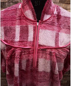 Pink winter wear warm blanket fabric night gown with zip in front