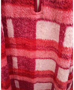 Red winter wear warm blanket fabric night gown with zip in front
