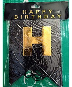 Happy Birthday black and golden colour banner