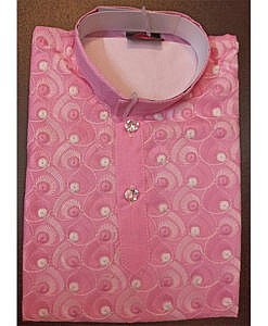 Pink Boys Cotton Ethnic Wear Kurta Payjama With Chikan Embroidery