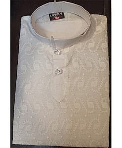 White Boys Cotton Ethnic Wear Kurta Payjama With Chikan Embroidery