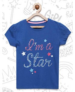 Blue I Am A Star cotton T shirt for Girls