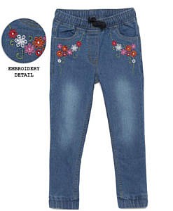 Girls embroidered flowers denim