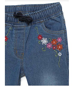 Girls embroidered flowers denim