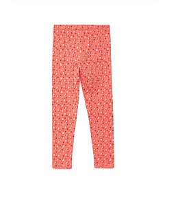 Peach Heart Print Cotton Leggings for Girls