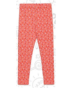 Peach Heart Print Cotton Leggings for Girls