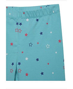 Blue Star Print Cotton Leggings For Girls