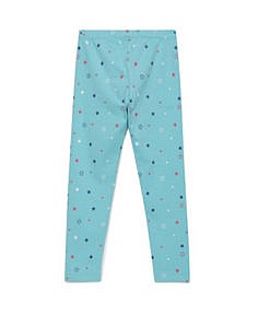 Blue Star Print Cotton Leggings For Girls