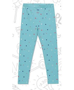 Blue Star Print Cotton Leggings For Girls